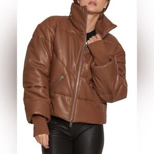 Walter Baker Edwina Leather Puffer Jacket - Terracotta